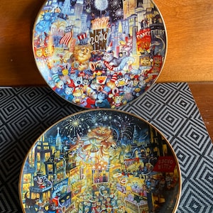 Franklin Mint Cat New year plates