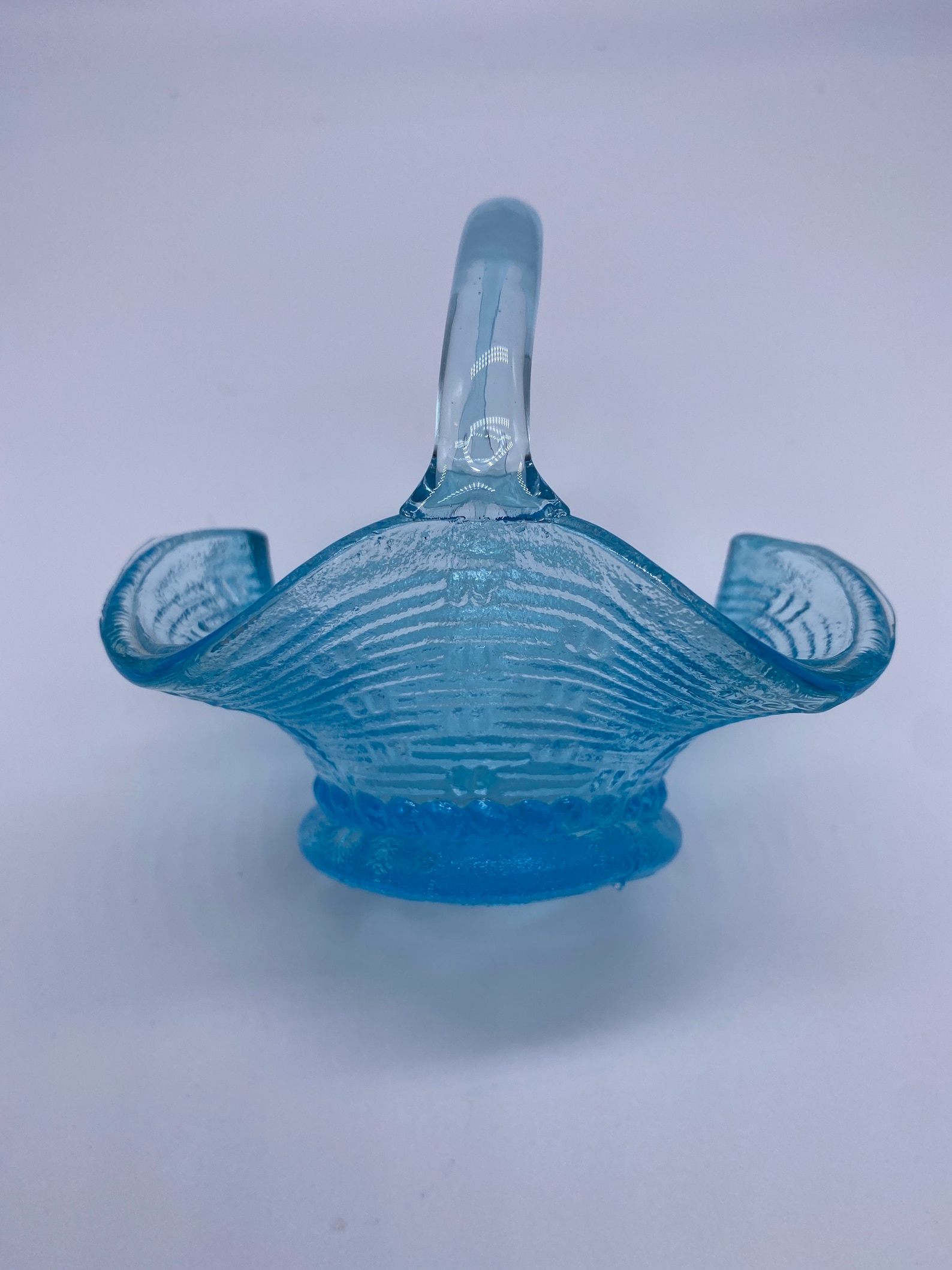 Vintage Westmoreland blue glass basket Etsy