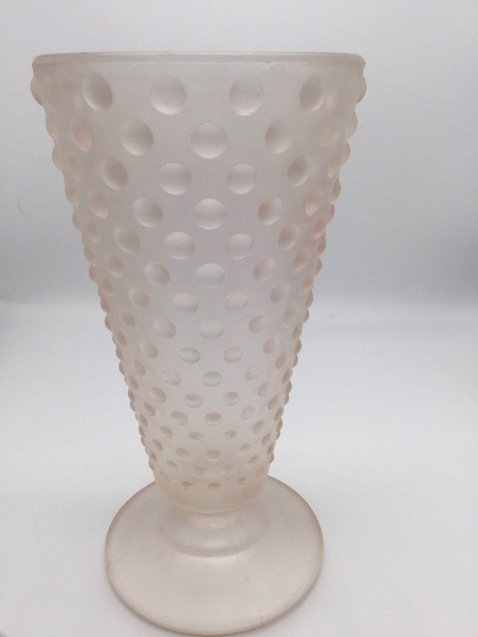 Vintage Frosted Satin Pink Hobnail Vase Etsy