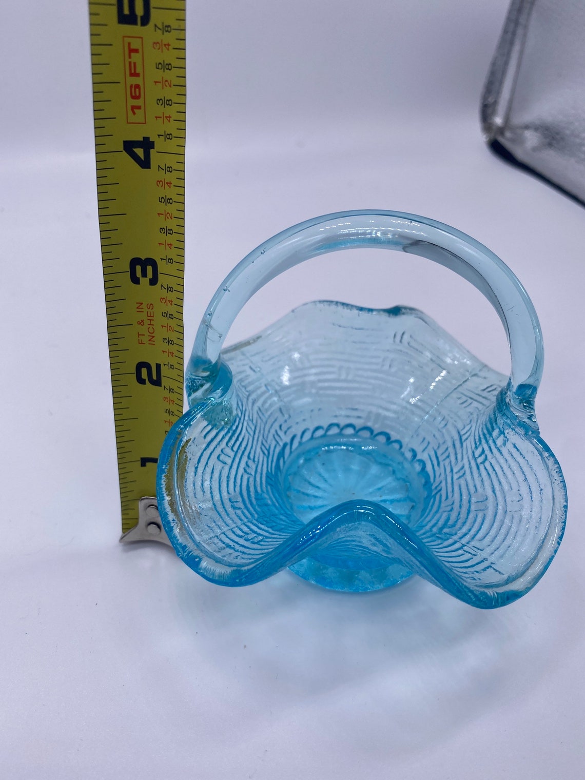 Vintage Westmoreland blue glass basket Etsy