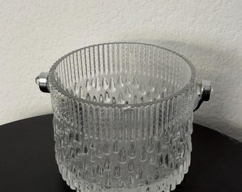 Vintage Teleflora France Glass Mid-Century Tear Drop Ice Bucket w/Chrome Handle