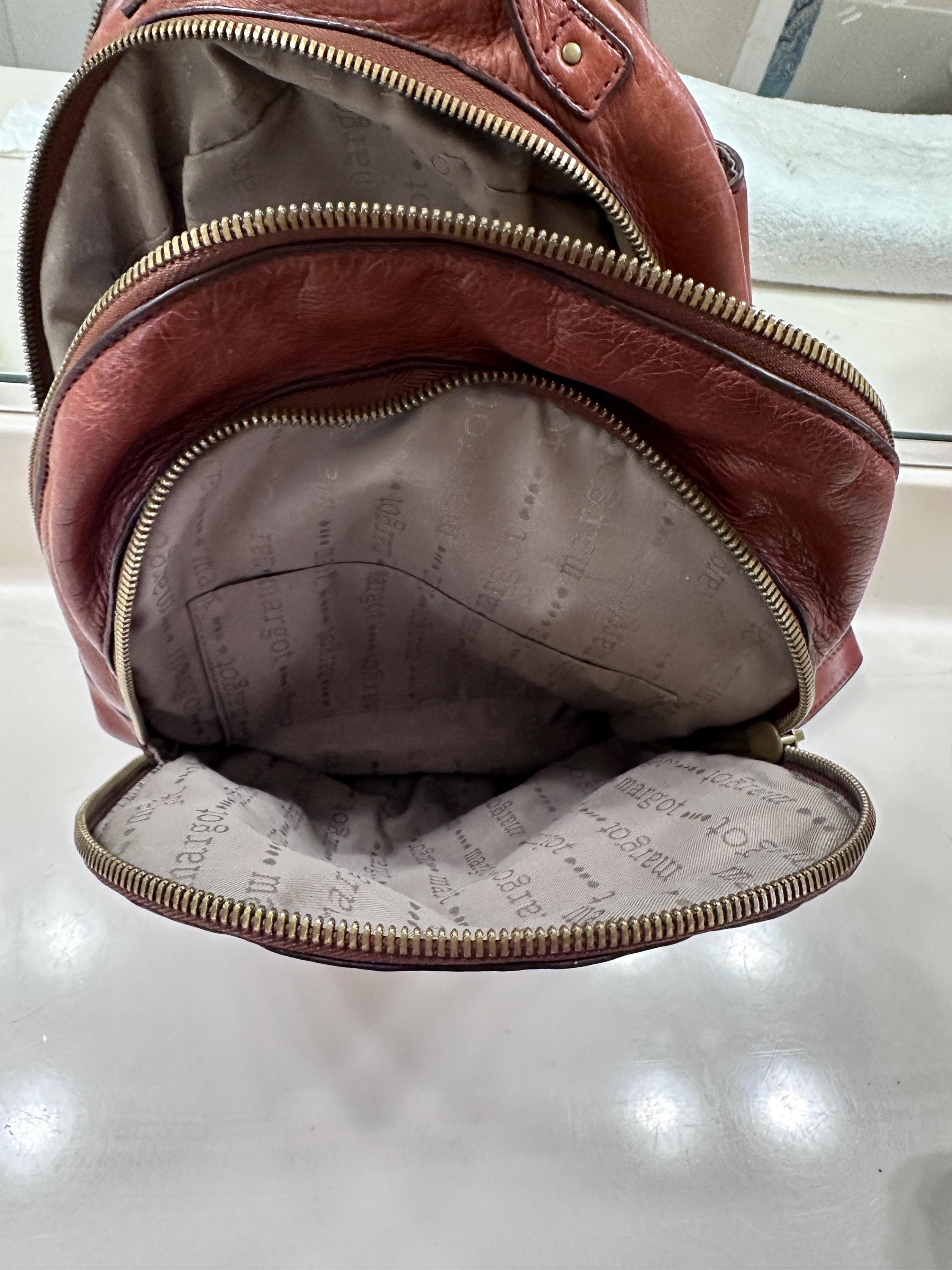 Margot New York Brown Dome Leather Backpack - Etsy