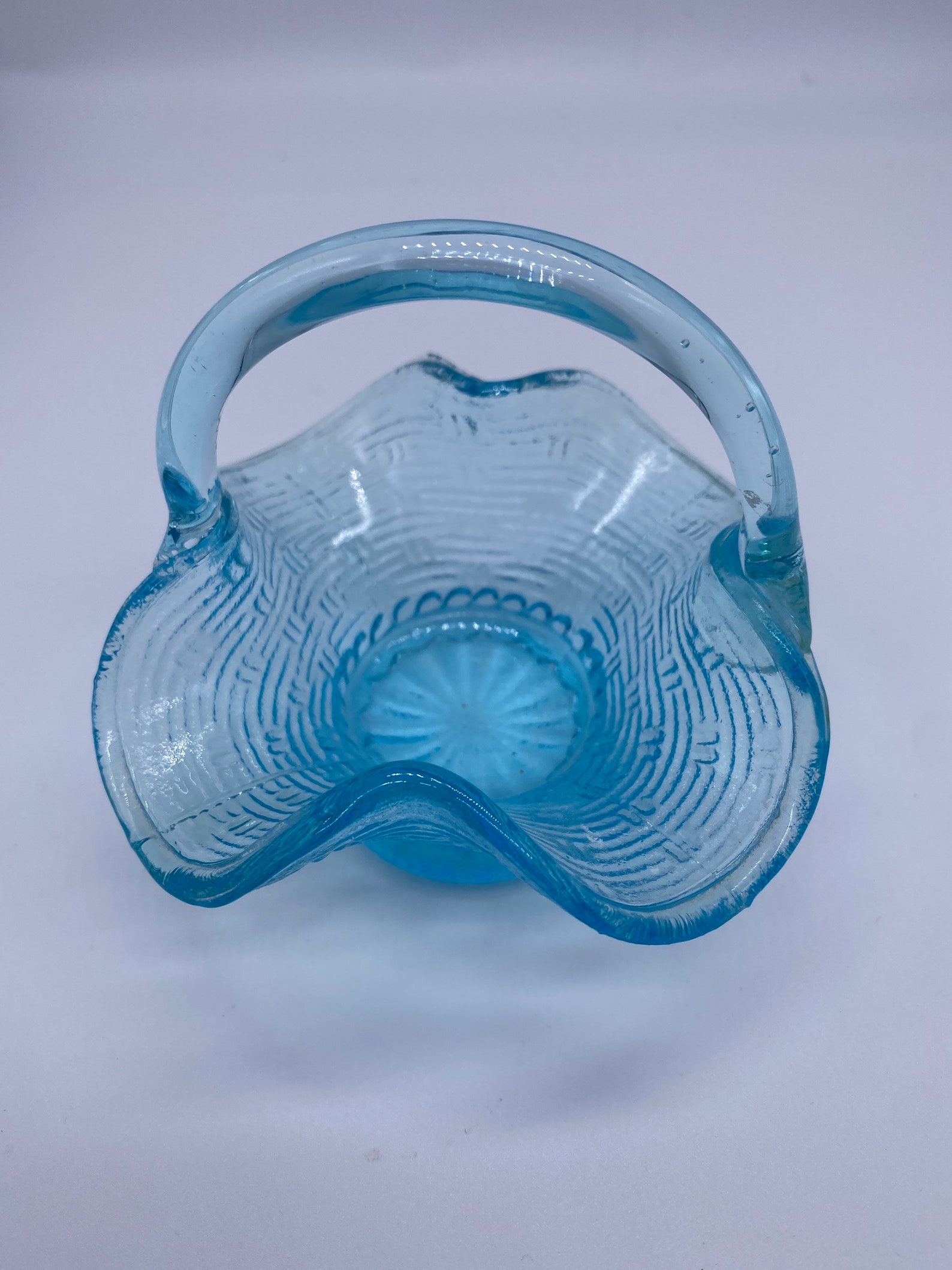 Vintage Westmoreland blue glass basket Etsy