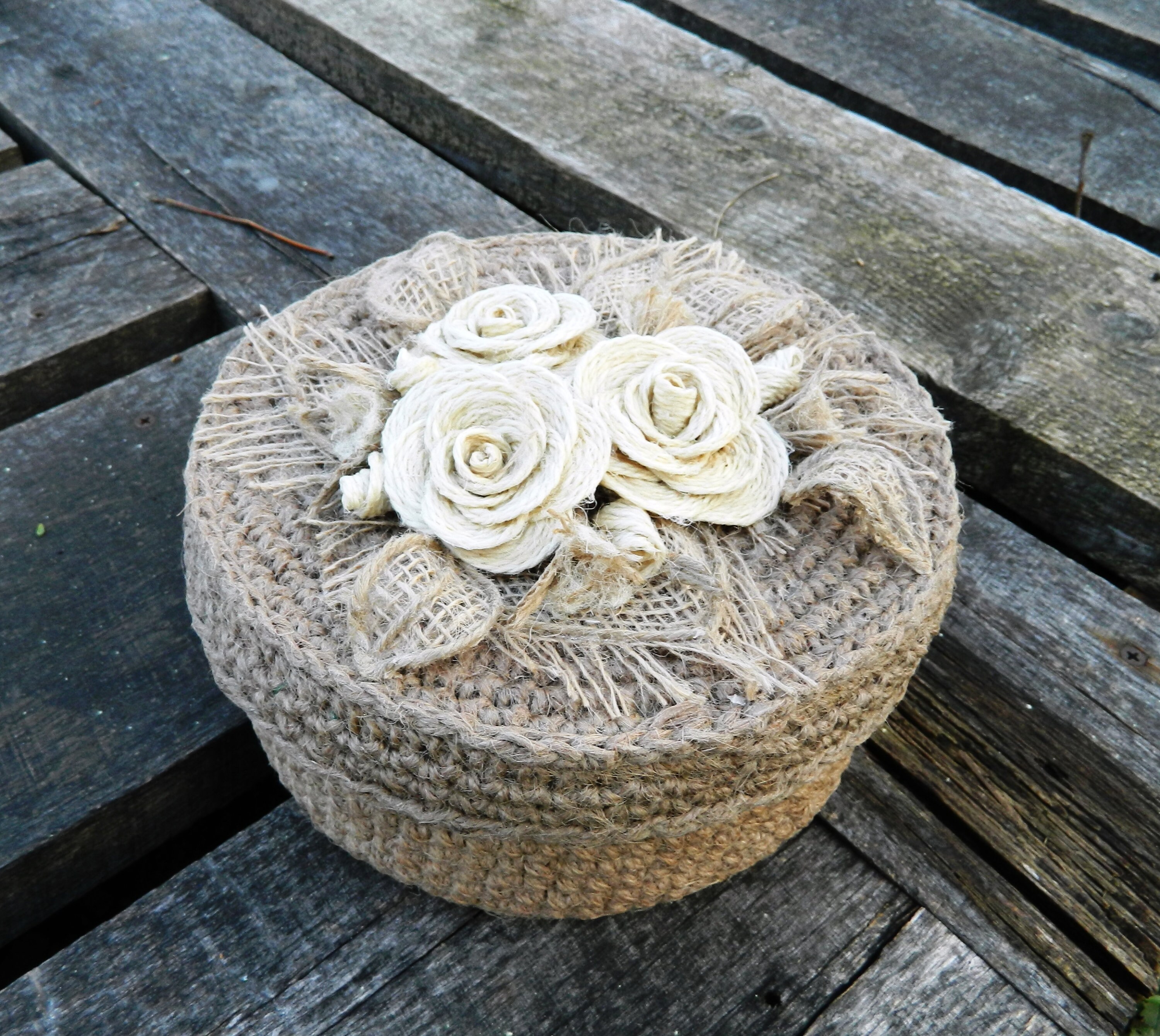 Jute basket Knitted storage basket Diy basket Etsy