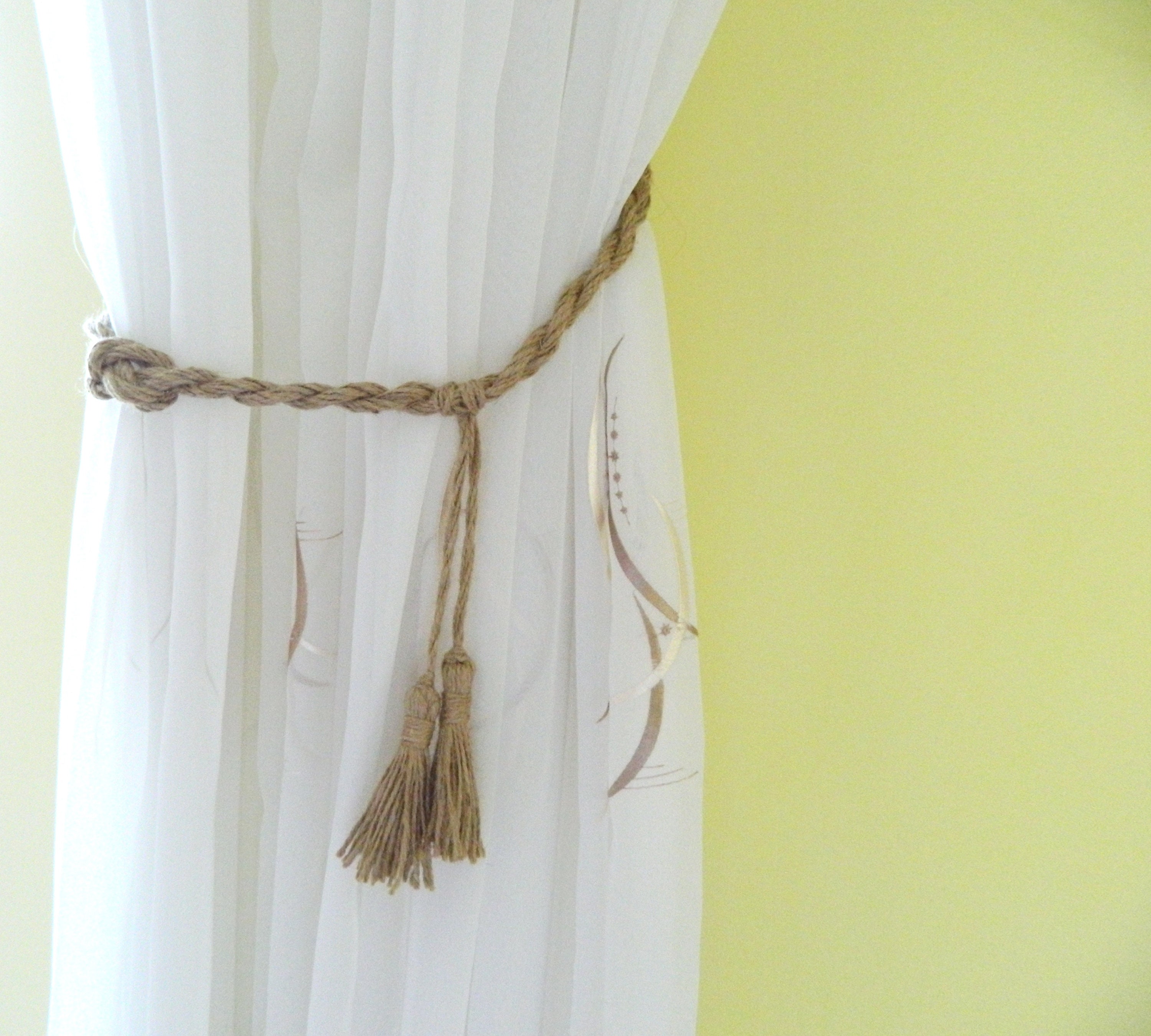 Curtain holdbacks rope . Window curtains jute decor Curtain Etsy