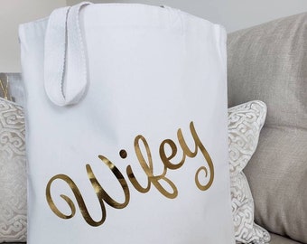 Wifey Tote Bag| Bride Bag| Future Mrs. Tote| Bridal Shower| Wedding Tote| Bridal| READY TO SHIP| Sale| Customized Tote| Personalized|Canvas