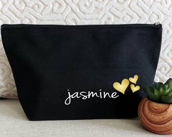 Nombre Bolsa de maquillaje / Personalizado / Bolsa de cosméticos / Favor de ducha / Regalo de Navidad / Regalo de fiesta nupcial / Boda / Regalo de cumpleaños / Regalo de dama de honor / Animadora