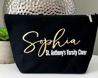Personalized Cheerleader Makeup Bag: Custom Dance Team Cosmetic Bag
