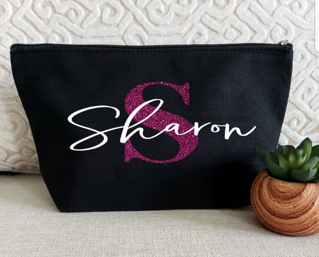 Name Makeup Bag Custom Large Cosmetic Bag Shower Favor Etsy