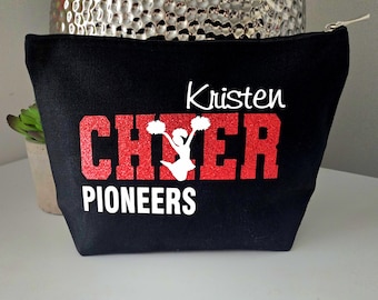 Name Makeup Bag Cheerleader Bag Dance Team Large Cosmetic Bag Personalized Makeup Bag Cheer Team Gift Cheer Team Cheer Gift