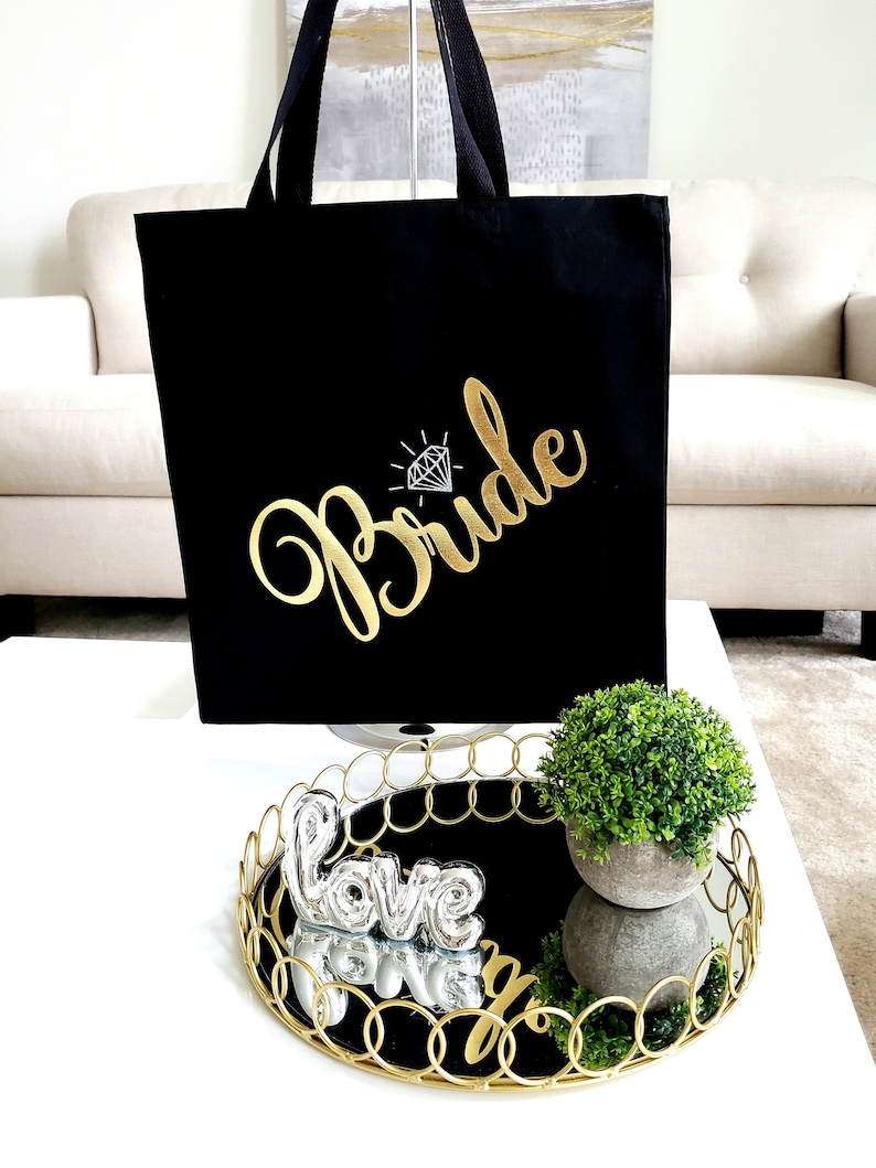 Bride Tote Bag Bride Bag Bride to Be Gift Bridal Shower Wedding Tote Bridal READY TO SHIP Sale Customized Tote PersonalizedCanvas image 2