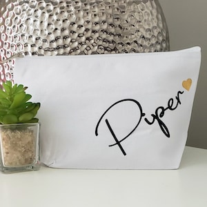 Custom Name Makeup Bag: Large Canvas Cosmetic Bag