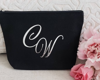 Monogram Makeup Bag| LargeCosmetic Bag| Bridal Party Gift | Gift| Wedding| Bachelorette Party| Birthday Gift|Personalized| Monogram Bag