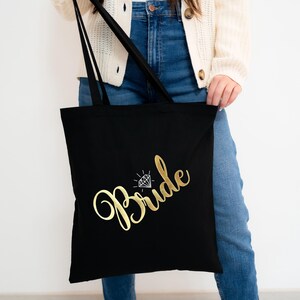 Bride Canvas Tote Bag: Bridal Shower Gift, Personalized Wedding Tote