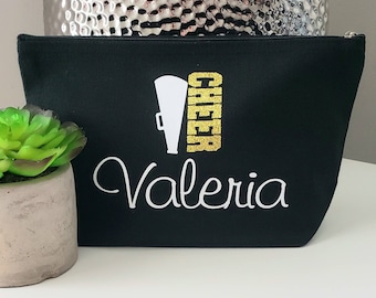 Name Makeup Bag Custom Large Cosmetic Bag Cheer Team Gift Cheerleader Gift Christmas Gift Team Bridesmaid Gift Cheerleader