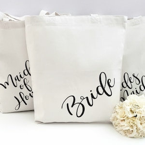 Custom Bride Tote Bag: Cotton Canvas Bridal Party Gift
