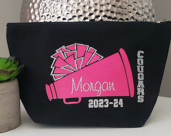 Name Makeup Bag Cheerleader Bag Dance Team Large Cosmetic Bag Personalized Makeup Bag Cheer Team Gift Cheerleader Competition Gift