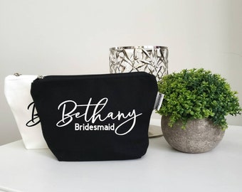 Bridesmaid Makeup Bag| Custom|  Cosmetic| Shower Favor| Bridal Party Gift| Ready to ship| Wedding| | Birthday Gift|Gift|SALE|Bridesmaid Gift