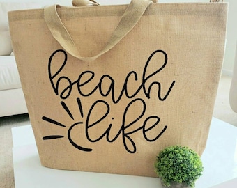 Beach Bag Personalized Burlap Bags Extra Large Beach Tote Bags Bridesmaid Beach Bag Gift Beach Tote Bag with Name Beach Totebag Pool Tote