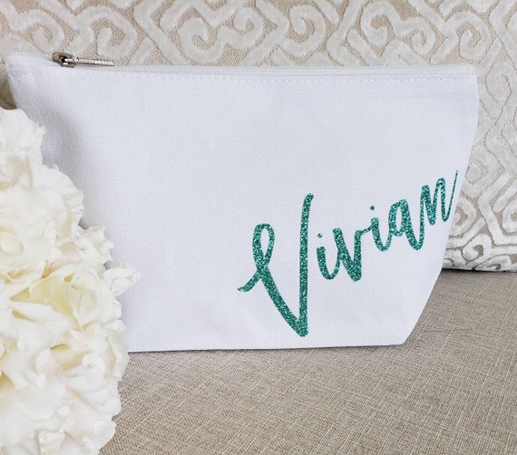 Name Makeup Bag Custom Large Cosmetic Bag Shower Favor Etsy