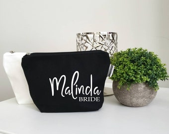 Name Makeup Bag| Custom|  Cosmetic| Bride Bag| Bridal Party Gift| READY TO SHIP| Wedding| | Christmas Gift|Bridesmaid Gift|Teacher Gift