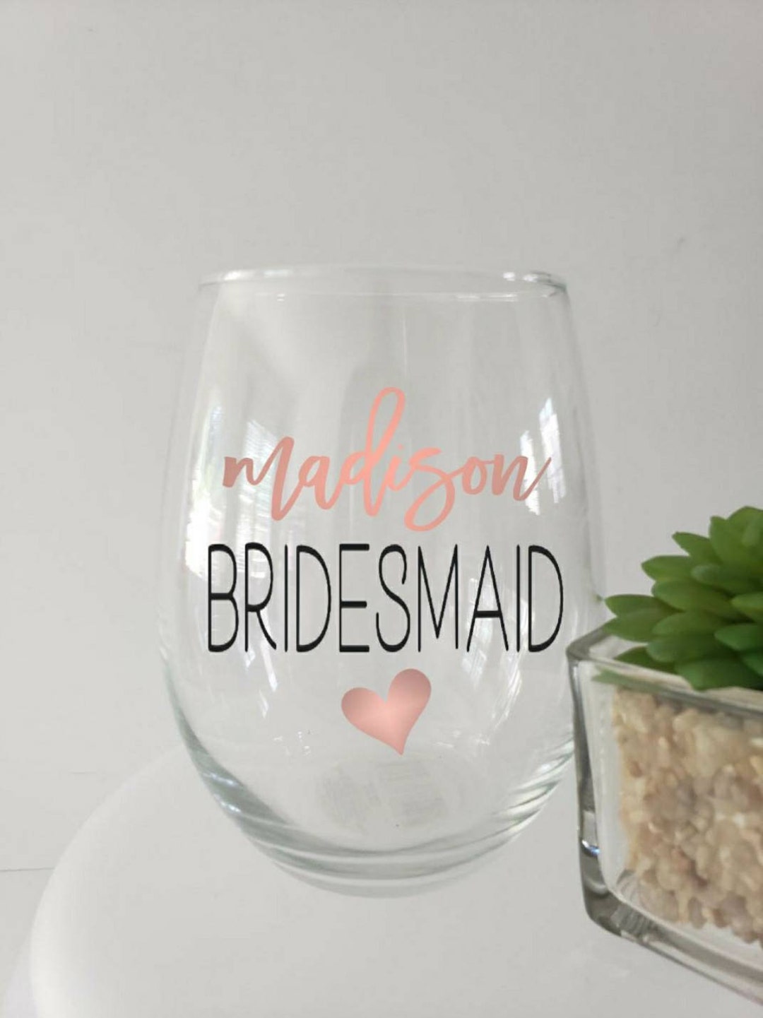 Custom Stemless Wine Glass Bride Wine Glass Bridesdaid Wine Glass