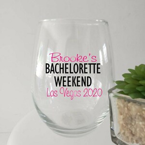 Custom Stemless Wine Glass: Bachelorette Party Bridal Gift
