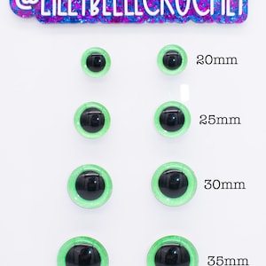 Handmade Neon Green Glitter Safety Eyes