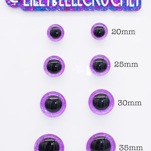 Handmade Neon Purple Glitter Safety Eyes