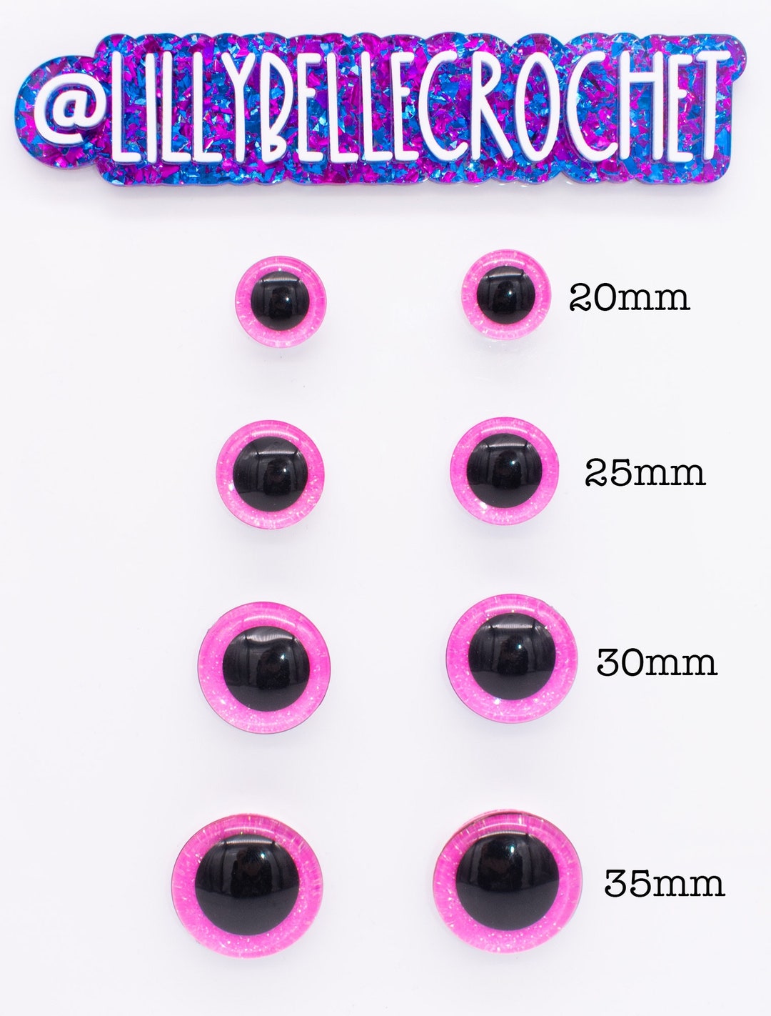 Handmade Neon Pink Glitter Safety Eyes Etsy