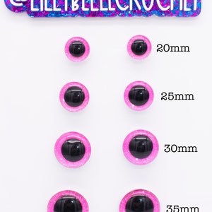 Handmade Neon Pink Glitter Safety Eyes