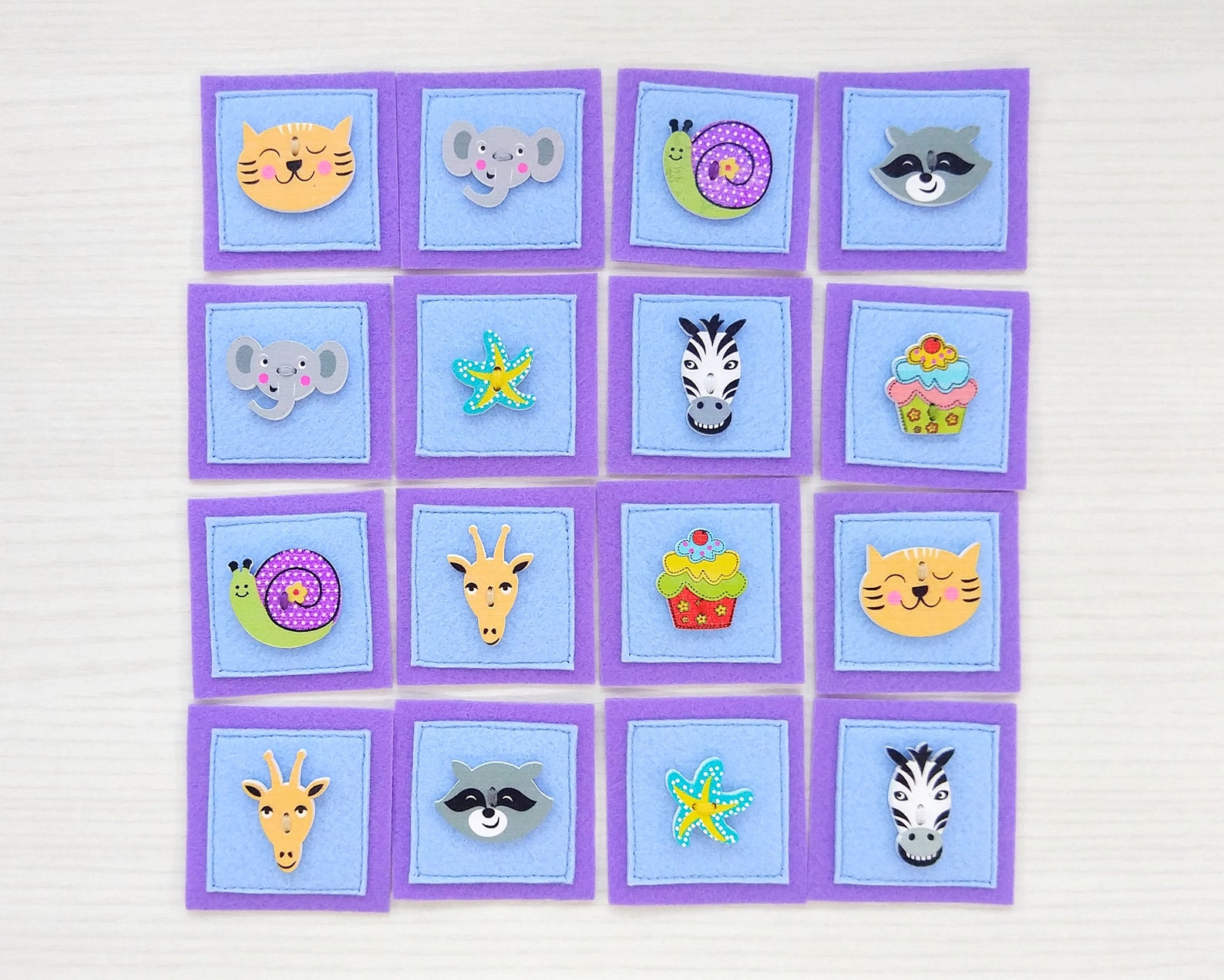 Memory Game Felt memory Matching Game Montessori Toddler Etsy