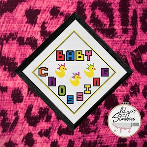 Punk Baby Crossing - Punk Cross Stitch Pattern - Goth Cross Stitch - Baby Cross Stitch - Digital PDF Pattern
