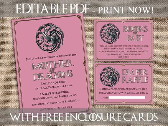 Invitations Paper game of thrones invitation template baby shower cards ...
