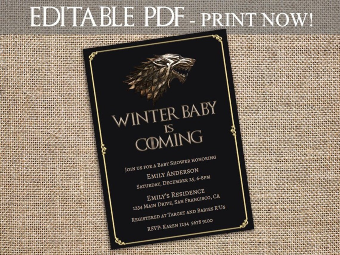 Game of Thrones / Invitation / Template / Baby Shower / Cards - Etsy