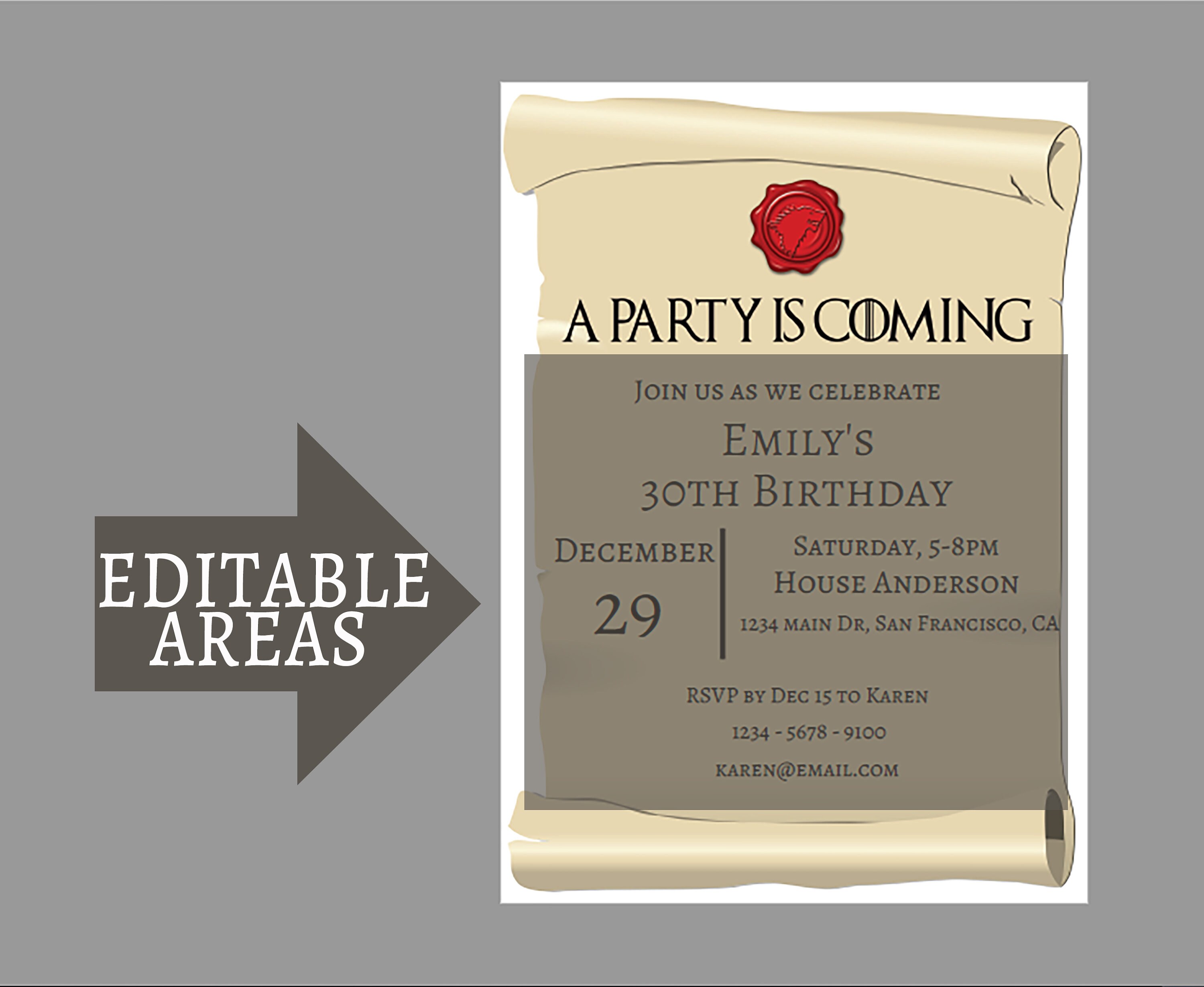 Game of Thrones / Invitation Template / Baby / Bridal / Shower