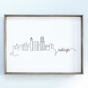 Raleigh City Skyline Print | Minimalist Black & White Wall Art | Raleigh, North Carolina Skyline Digital Download