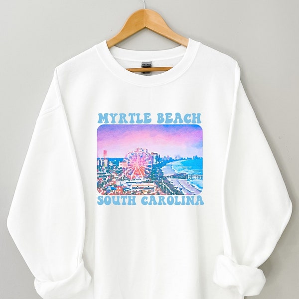 Retro Vintage Myrte Beach, South Carolina Sweatshirt | Aquarell Myrte Strandszene