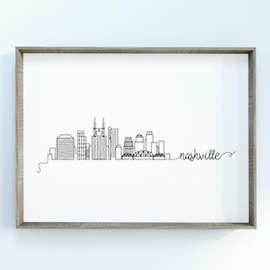 Nashville City Skyline Print | Minimalist Black & White  Wall Art | Nashville, Tennessee Skyline Digital Download