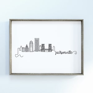 Jacksonville City Skyline Print | Minimalist Black & White Wall Art | Jacksonville, Florida Skyline Digital Download
