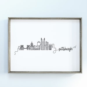 Pittsburgh City Skyline Print | Minimalist Black & White Wall Art | Pittsburgh, Pennsylvania Skyline Digital Download