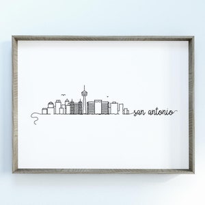San Antonio City Skyline Print | Minimalist Black & White Wall Art | San Antonio, Texas Skyline Digital Download