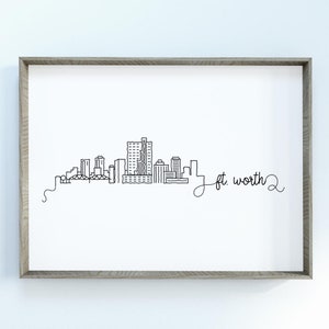 Fort Worth City Skyline Print | Minimalist Black & White Wall Art | Fort Worth, Texas Skyline Digital Download