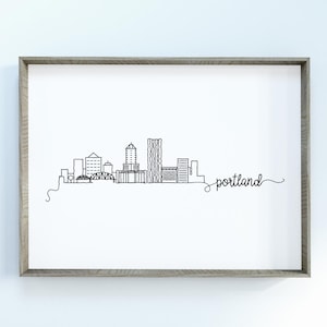 Portland City Skyline Druck | Minimalistisch Schwarz &Weiß Wandkunst | Portland, Oregon Skyline Digitaler Download