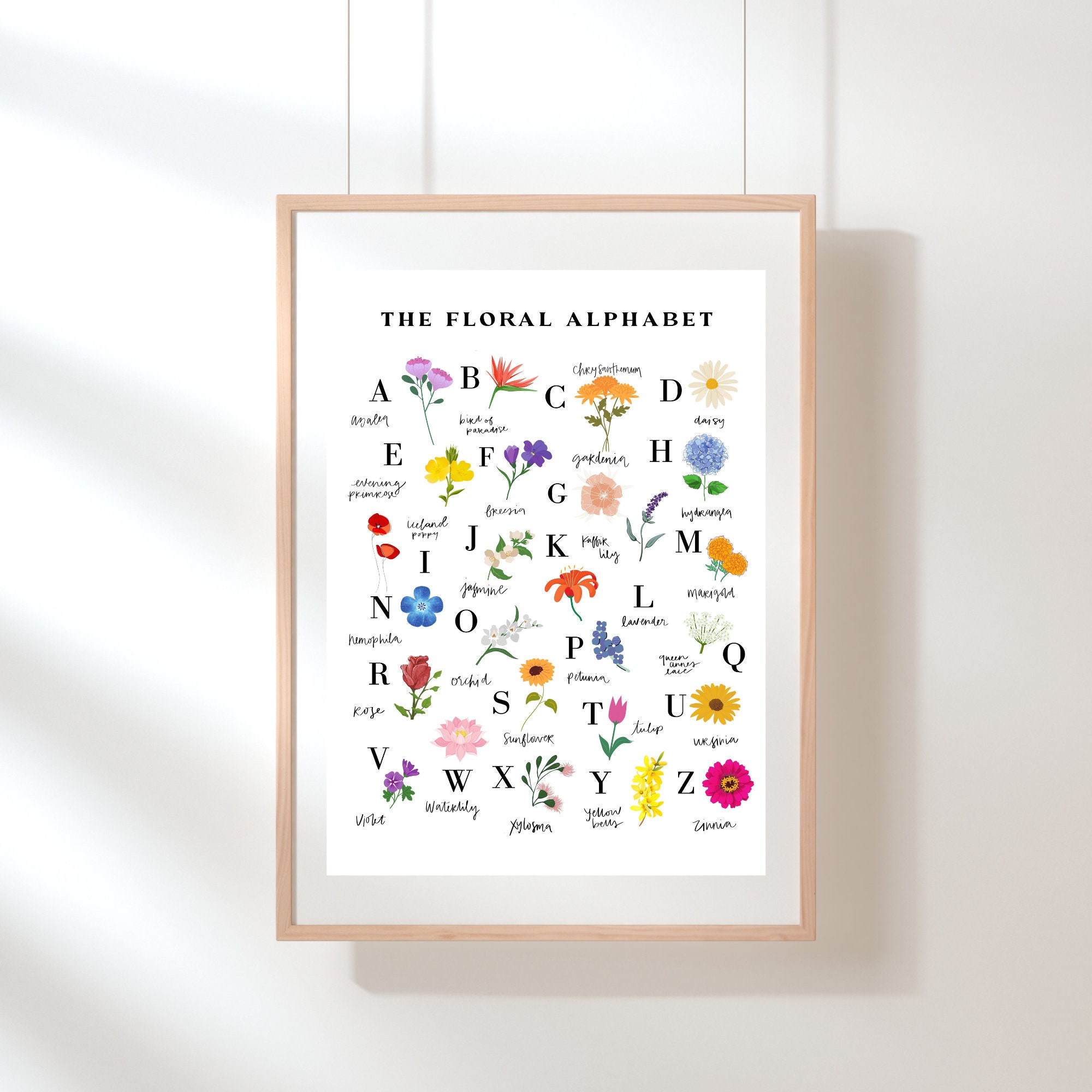Floral Alphabet Print (cursive) | Flowers/floral/gardening