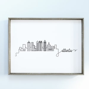 Atlanta City Skyline Print | Minimalist Black & White Wall Art | Atlanta, Georgia Skyline Digital Download
