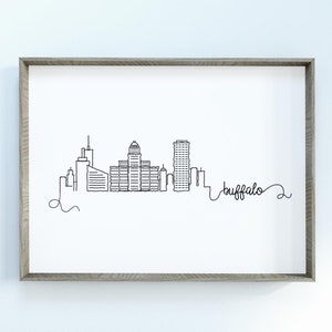 Buffalo City Skyline Print | Minimalist Black & White Wall Art | Buffalo, New York Skyline Digital Download