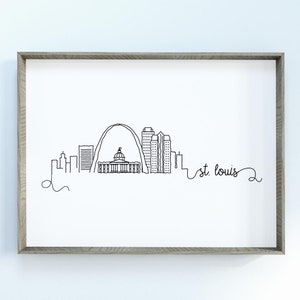 St. Louis City Skyline Print | Minimalist Black & White Wall Art | St. Louis, Missouri Skyline Digital Download