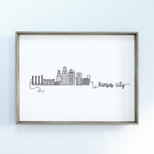 Kansas City Skyline Print | Minimalist Black & White Wall Art | Kansas City, Kansas Skyline Digital Download