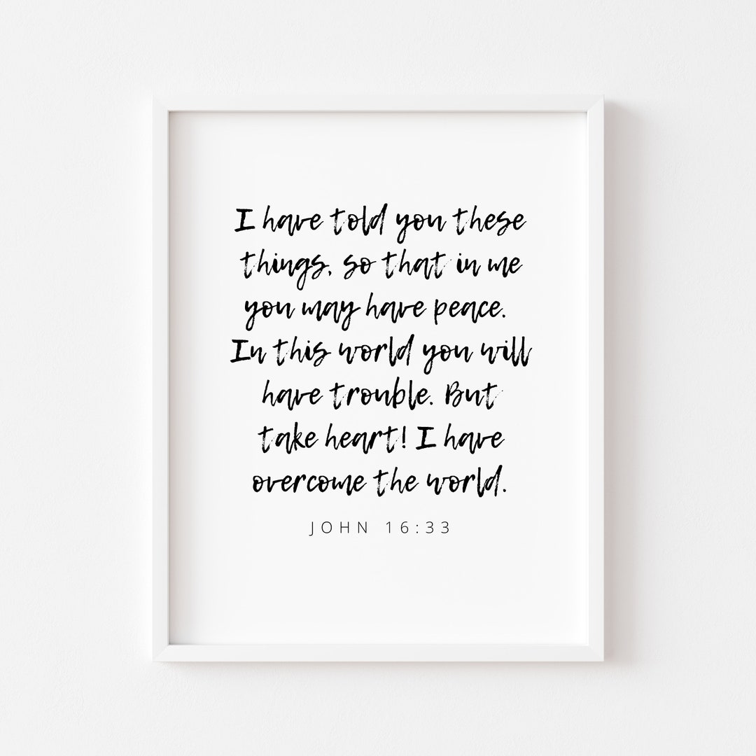 John 16:33 Bible Verse Wall Art Print | Black & White Modern/minimalist ...